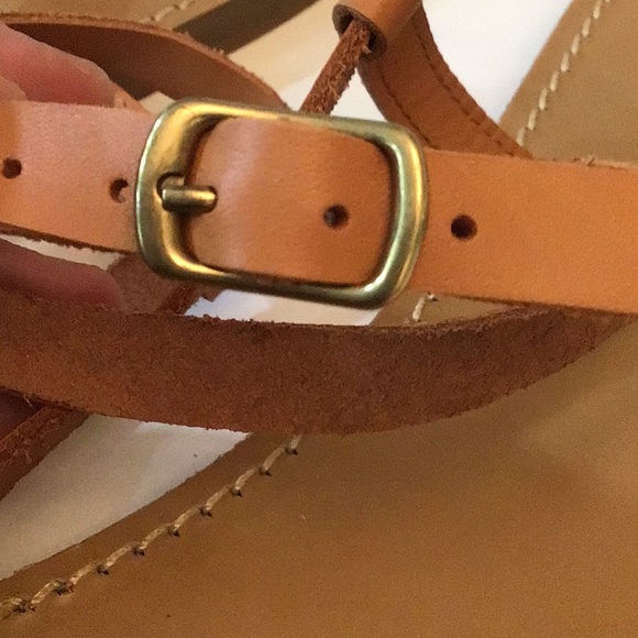 J. Crew Vachetta Brown Tan 100% Leather Buckle Strappy Flat Sandal Size … - Picture 5 of 7